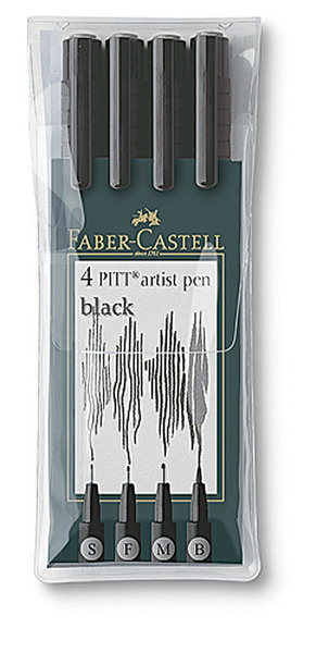 167139 Капил.ручки PITT ARTIST PEN черные, в футляре 4 шт.