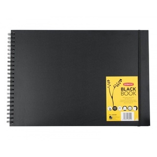 2300381 Блокнот д/зарисовок BLACK BOOK 200г/м, 29,7*42см. 40л. пейзаж тв. обл. спираль черный																										